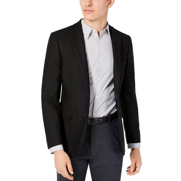 Calvin Klein Mens Slim Fit Stretch Textured Sport Coat 41 Regular Black NWT $295